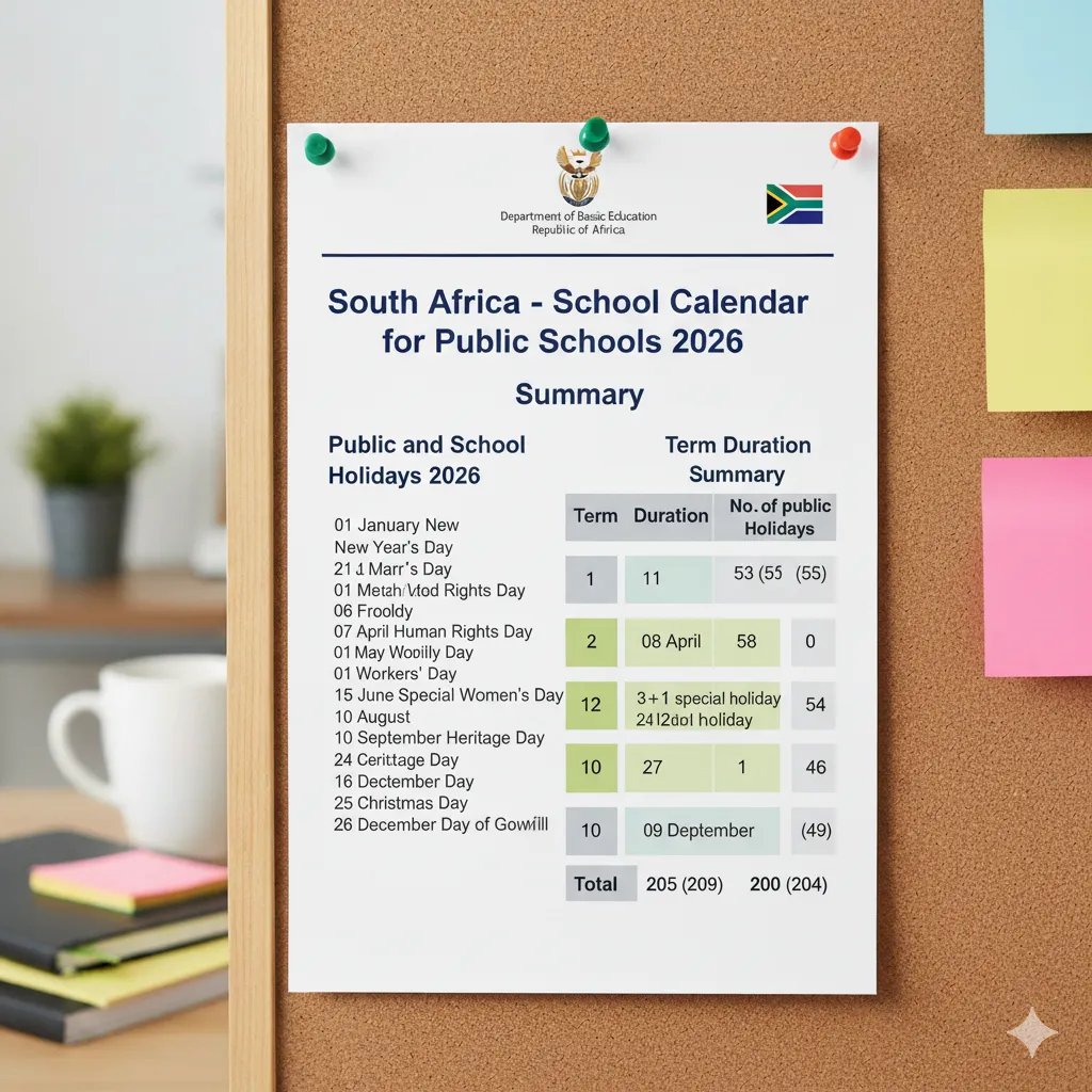 2026 School Calendar for Public Schools in South Africa