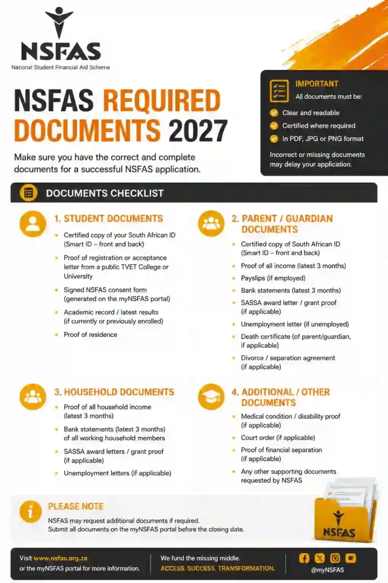 NSFAS Required Documents 2027
