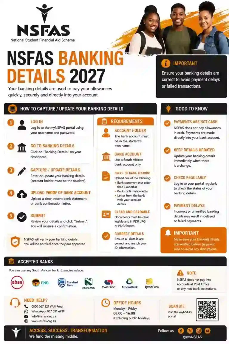 NSFAS Banking Details 2027