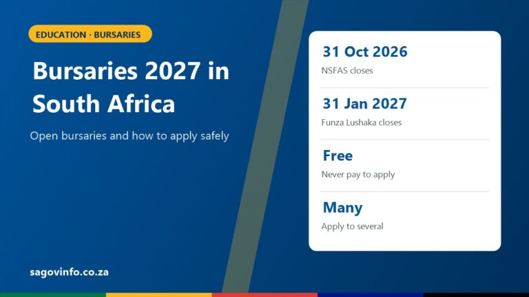 Bursaries 2027 in South Africa: Open Bursaries, Closing Dates and How to Apply Bursaries 2027 in South Africa: NSFAS closes 31 October 2026, Funza Lushaka closes 31 January 2027, applying is free, apply to several bursaries