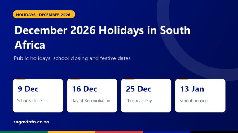 December 2026 Holidays in South Africa: Public Holidays, School Closing and Festive Dates December 2026 holidays in South Africa: schools close 9 December, Day of Reconciliation 16 December, Christmas Day 25 December, schools reopen 13 January 2027